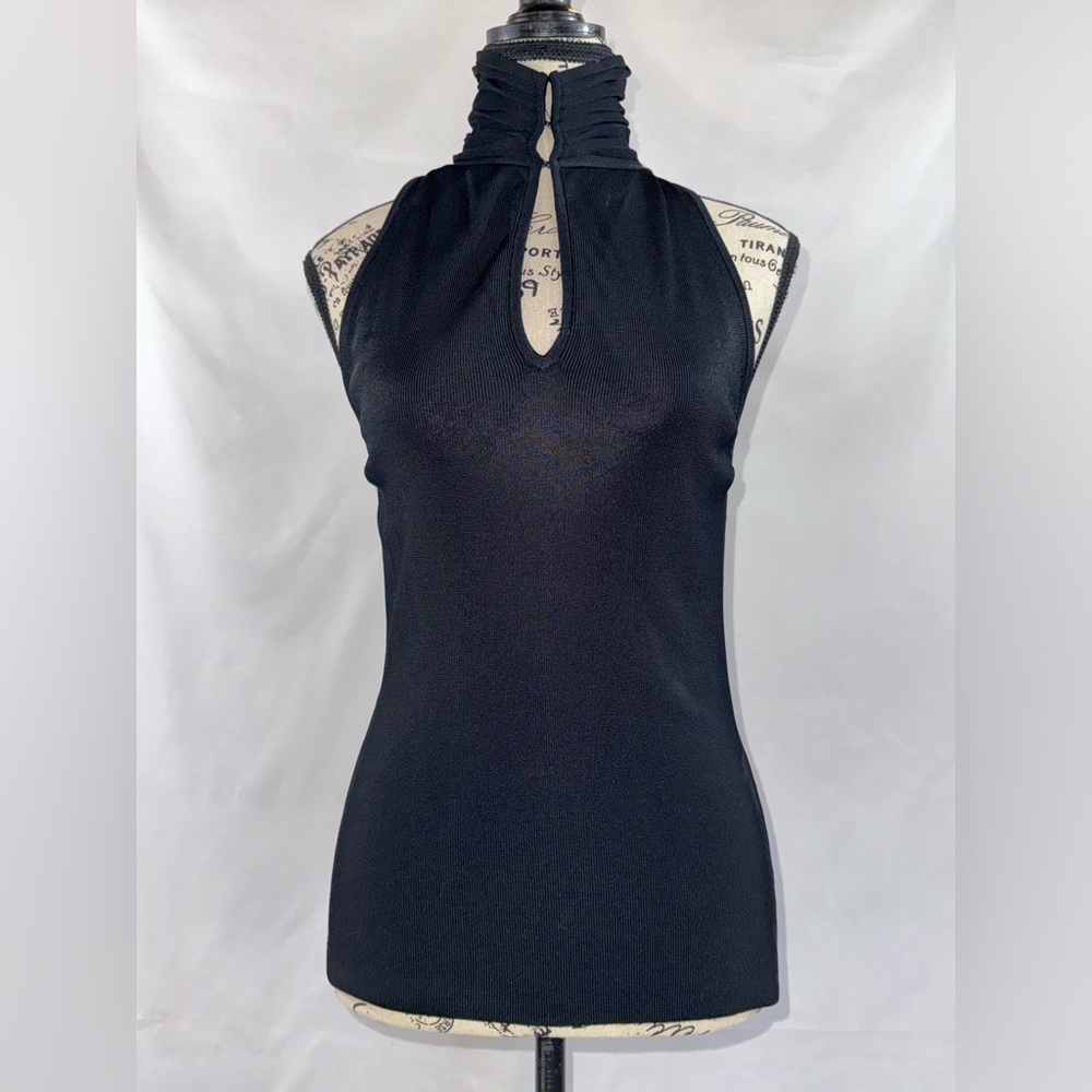 Unique & Striking White House Black Market Sleeveless Black Turtleneck